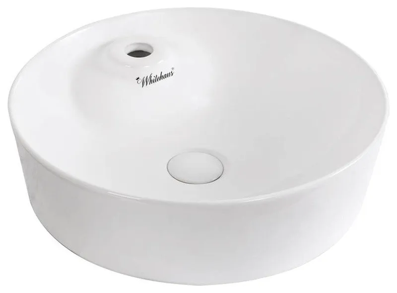 Whitehaus WH71306 Round Above Mount Ceramic Basin With Single Faucet Hole