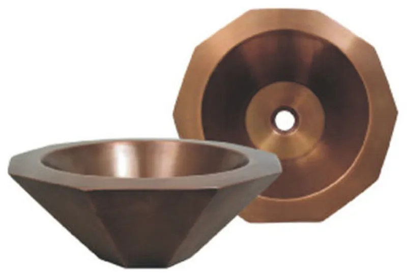 Whitehaus WHOCTDWV16-OCS Single Bowl Decagon Bath Basin In Smooth Copper