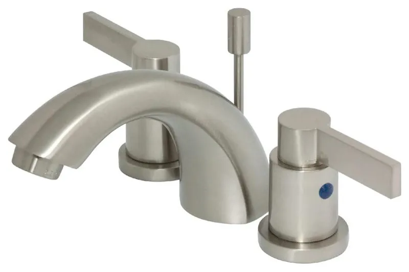Widespread Bathroom Faucet, Contemporary Design with Brass Build & 1.2 GPM Flow, Brushed Nickel