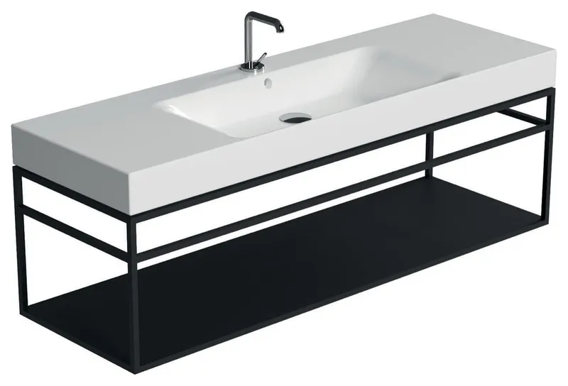 WS Bath Collections 3535+9253.31 Cento 55-1/8" Rectangular Brass - Glossy White