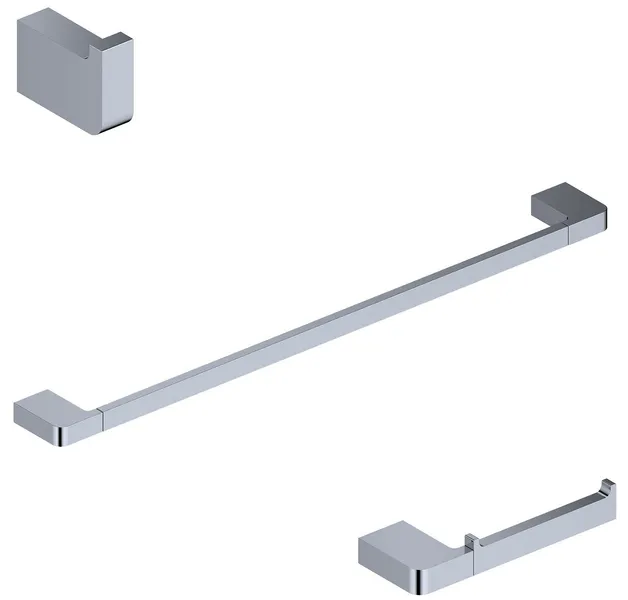 WS Bath Collections Cube WSBC 226890B Cube 3 Piece Bathroom - Polished Chrome