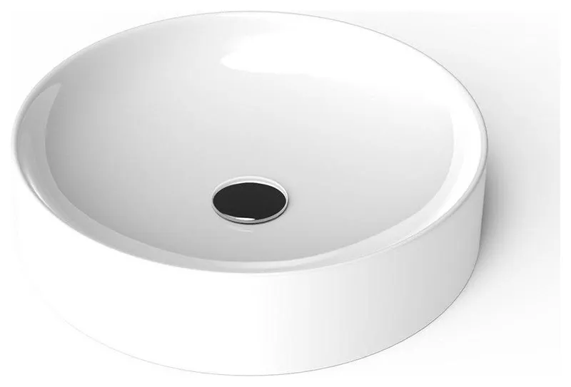 WS Bath Collections Fly 3043 Fly 16-7/8" Circular Ceramic Vessel - Glossy White