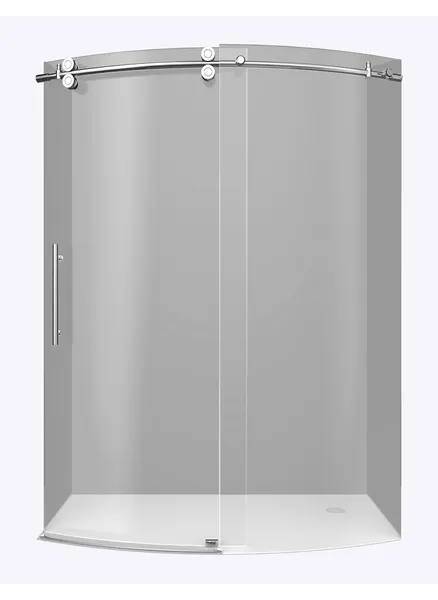 ZenArch 56-60"x75" Frameless Bowfront Sliding Shower Door, Chrome, Left Open